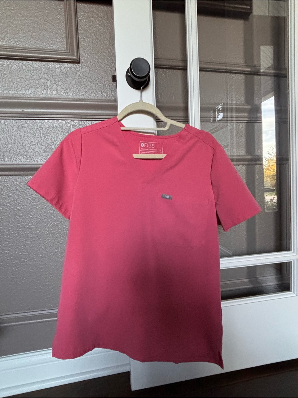 FIGS Women's Soft Pink Catarina one pocket V-Neck Medical Scrub Top